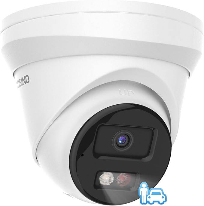 4K IP PoE Camera, Upscaled 8MP PoE Camera Outdoor with Mic/Audio, 98ft IR/Color Night Vision, Human & Vehicle Detection, 127° FOV, MicroSD (256GB)
