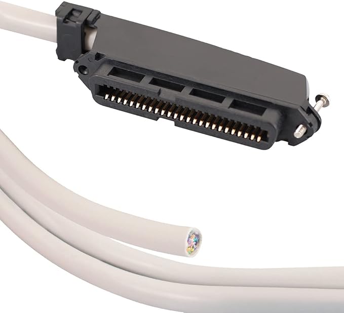 ICC Female to Open End 25-Pair Telco Cable 5ft - Cat3 24AWG, 100% Solid Pure Copper, Gray Riser CMR Cable with 90-Degree 50-Pin Telco Connector for Voice and Low Data PBX Applications, 5 Feet