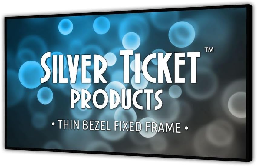 Silver Ticket Products S7 Series 6 Piece Thin Bezel Home Theater Fixed Frame 4K/8K Ultra HD, HDTV, HDR & Active 3D Projection Screen, 16:9 Format, 100" Diagonal, Grey Material S7-169100-G