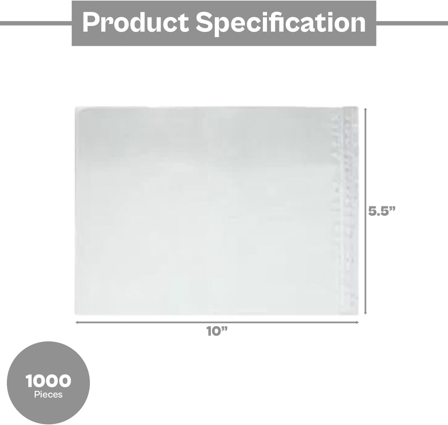 PSBM 5.5" x 10" Clear Packing List Back Side Loading Plain Face Envelopes Pouches (1000 Pieces)