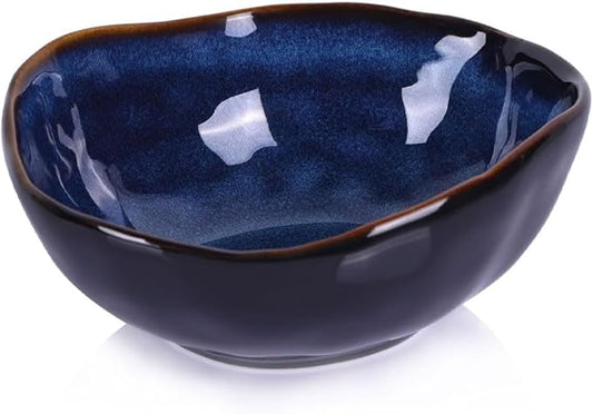 6" Blue Ceramic Decorative Bowl, Entryway Table Decor Pottery Key Bowl, Candy Dish, Salad Bowl, Blue Decor Small Jewelry Trinket Dish for Bedroom, Centerpiece, Bedside Table, Living Room Decor