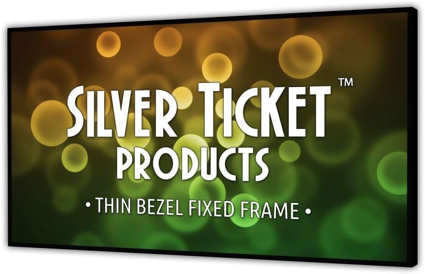 Silver Ticket Products S7 Series 6 Piece Thin Bezel Home Theater Fixed Frame 4K/8K Ultra HD, HDTV, HDR & Active 3D Projection Screen, 16:9 Format, 106" Diagonal, White Material S7-169106