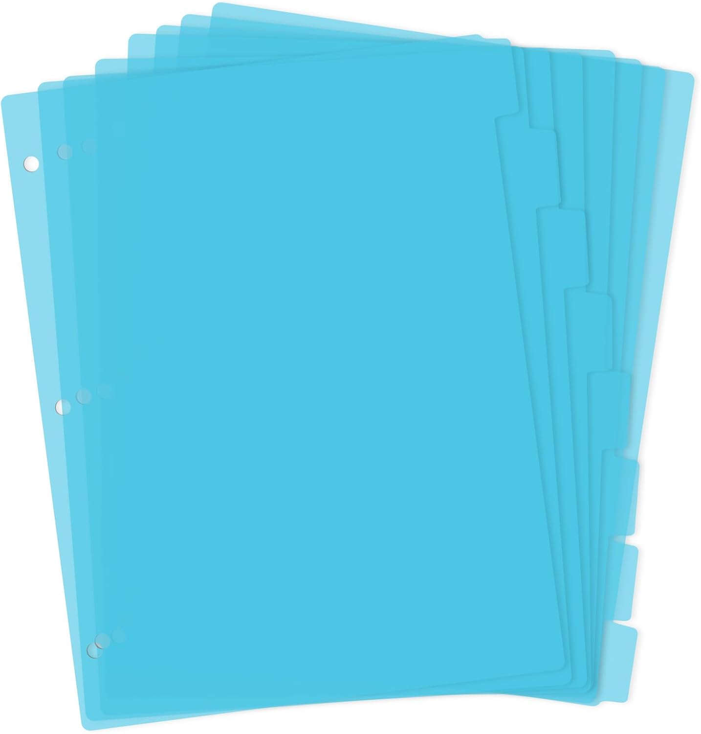 3 Ring Dark Blue Binder Dividers with 8-Tabs, A4 Blue Binder Dividers, Sturdy Plastic Divider, Aesthetic Divider for Binders, Suitable for Notebooks and Binders, 3 Hole Punch