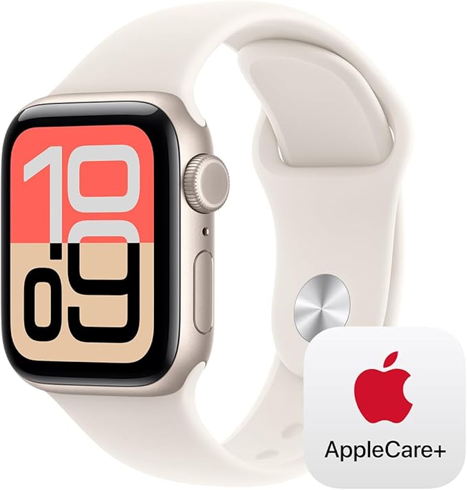 Apple Watch SE 3 [GPS + Cellular 40mm] Smartwatch with Starlight Aluminium Case with Starlight Sport Band - S/M. Fitness and Sleep Trackers, Heart Rate Monitor with AppleCare+ (2 Years)