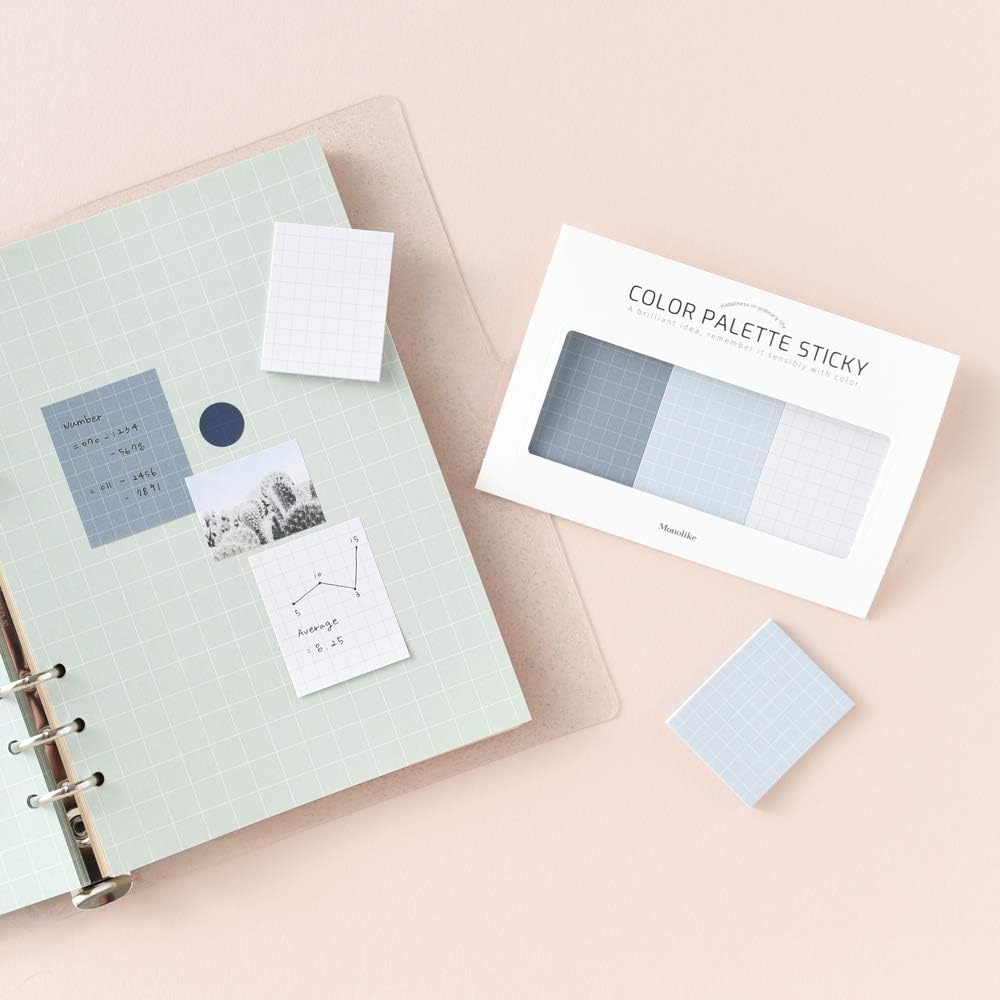 Monolike Color Palette Sticky Grid 300 D Set 4p - Self-Adhesive Memo Pad 30 Sheets