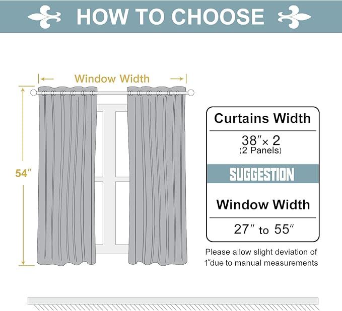 ChrisDowa Grommet Blackout Curtains for Bedroom and Living Room - 2 Panels Set Thermal Insulated Room Darkening Curtains (Navy Blue, 38W x 54L)