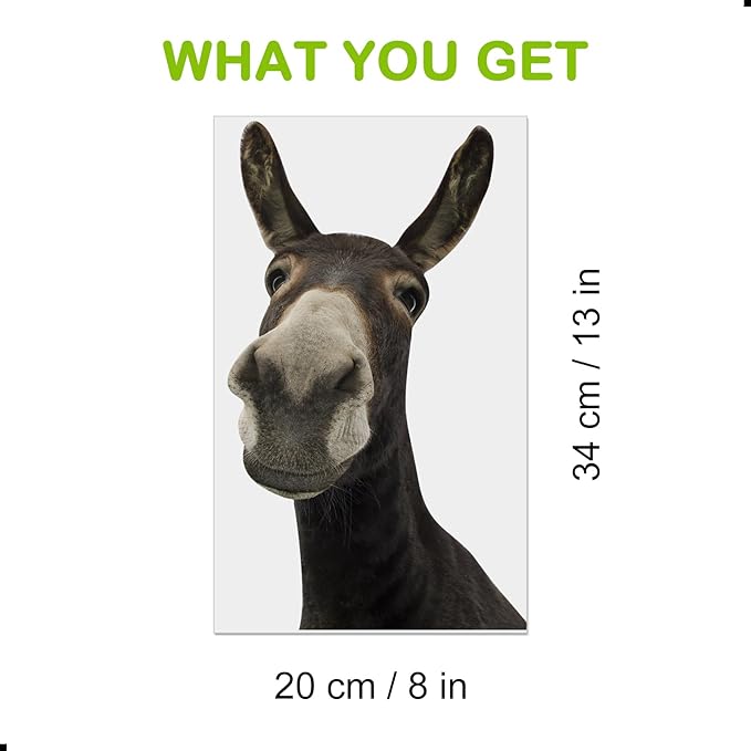 Funny Donkey Wall Decals - Peel and Stick Cute Window Stickers, Removable Vinyl Farmhouse Decor, Weird Gifts for Friends