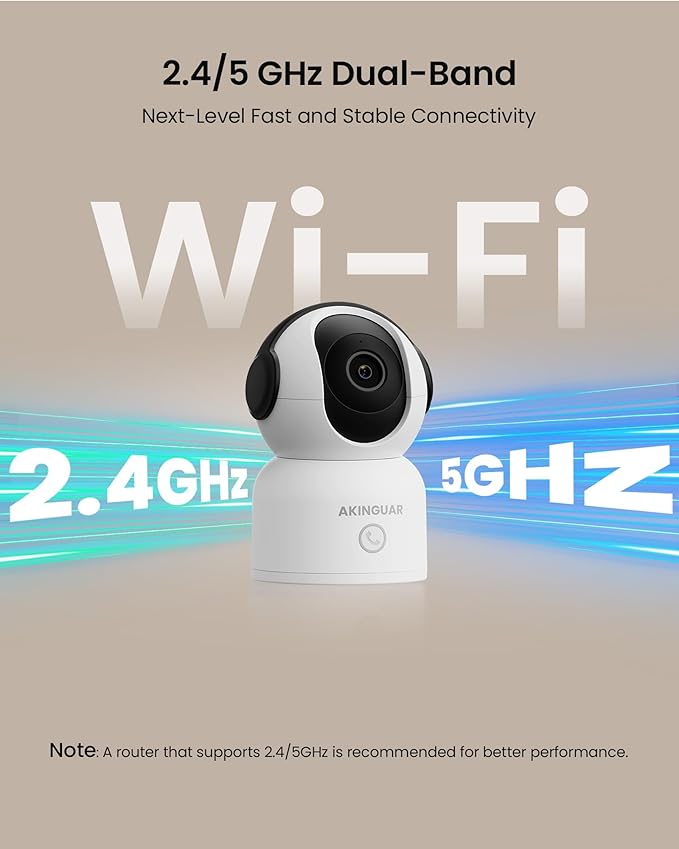 4K 8MP WiFi Camera, 360°Pan/Tilt Indoor Camera, 2-Way Talk, One-Touch Calling, Full-Color Night Vision in Low Light, Smart AI Detection, Auto Tracking, for Kids/Elderly/Pets, Black