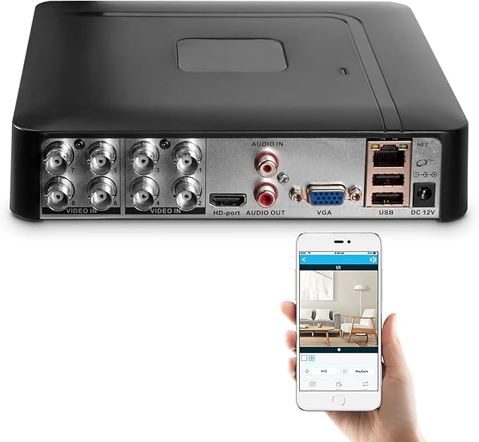 1080P 8CH Surveillance DVR Recorder H.265+ Standalone 6-in-1 CCTV Digital Video Recorder 8 Channel DVR for Security Camera Home Surveillance System, Mobile APP & PC Remote (No Hard Drive)