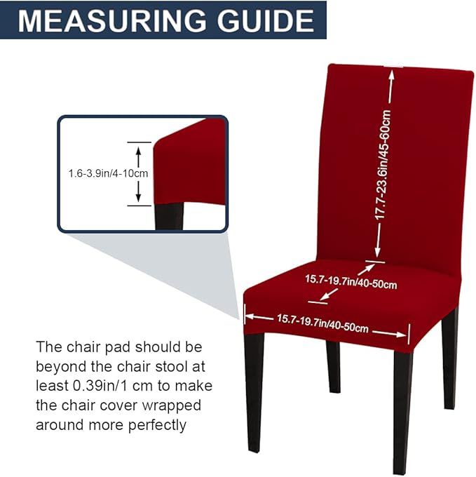 JQinHome 6 Pcs Dining Chair Slipcover,High Stretch Removable Washable Chair Seat Protector Cover for Home Party Hotel Wedding Ceremony (Red)