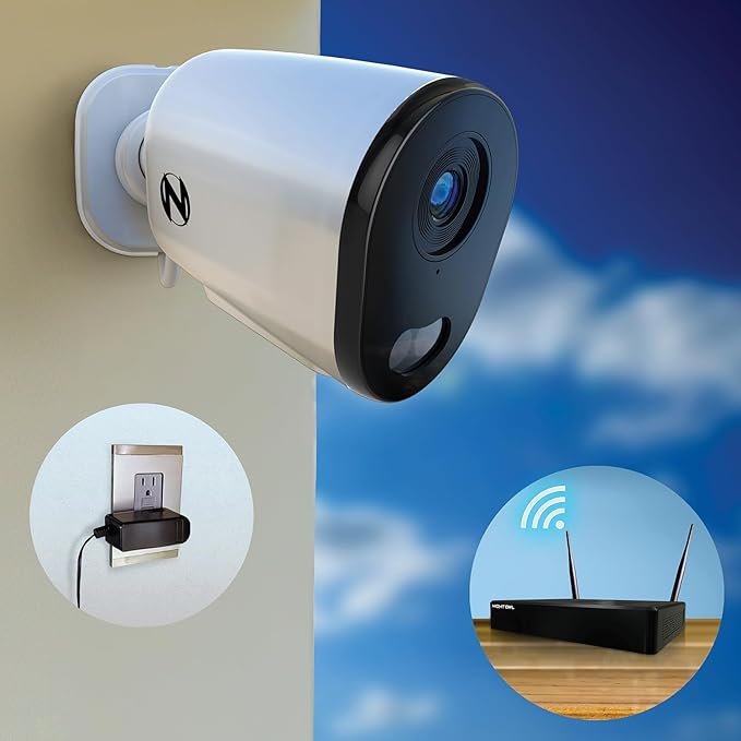 Night Owl 10 Channel Bluetooth Video Home Security Camera System with (6) Plug-in Wi-Fi 2K HD Indoor/Outdoor Spotlight Cameras with 2-Way Audio and 1TB Hard Drive (Expandable up to 10 Cameras)