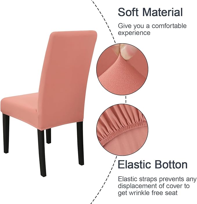 JQinHome Terra Cotta Chair Covers for Dining Room Set of 4, High Stretch Removable Washable Parsons Chair Slipcover for Home Party Hotel Wedding Ceremony (4PCS,Terra Cotta)