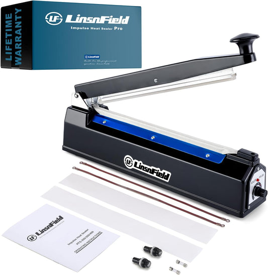 Sealer Pro, 8-inch Impulse Heat Sealer, 2-mm Sealing Width Super Heavy Duty Bag Sealing Machine with Extra 2 Replacements,Black