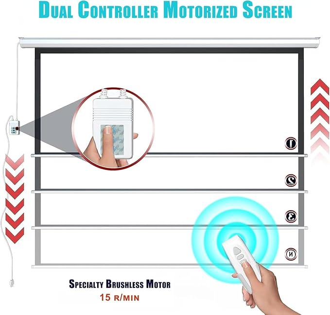 100" Motorized Projector Screen, Electric 4:3 Projector Screen with Remote Control, Indoor/Outdoor HD Movie Screen, Wall/Ceiling Mounted, Perfect for Home Office Theater TV, White
