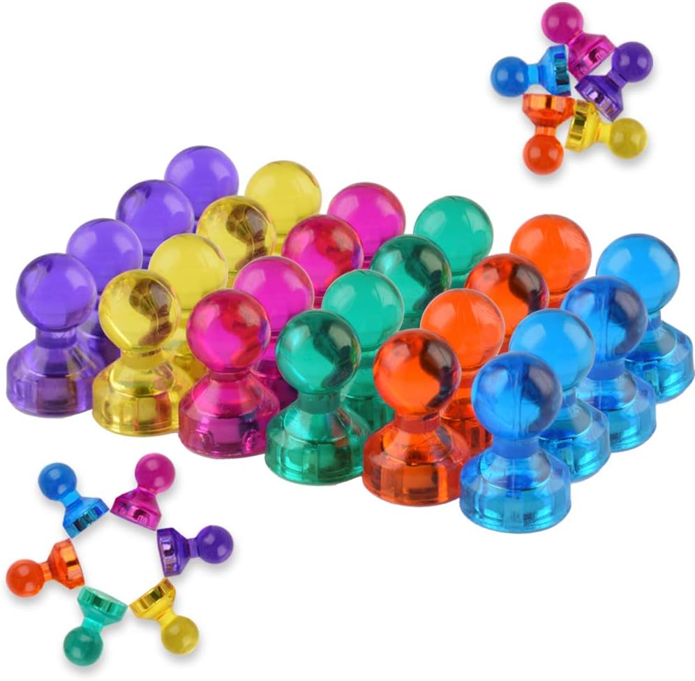 24 Pack Magnets Whiteboard Push Pins,6 Assorted Color Fridge Magnetic Pushpins,Refrigerator Magnet Push Pin,for Home,Office,School,Map,Calender