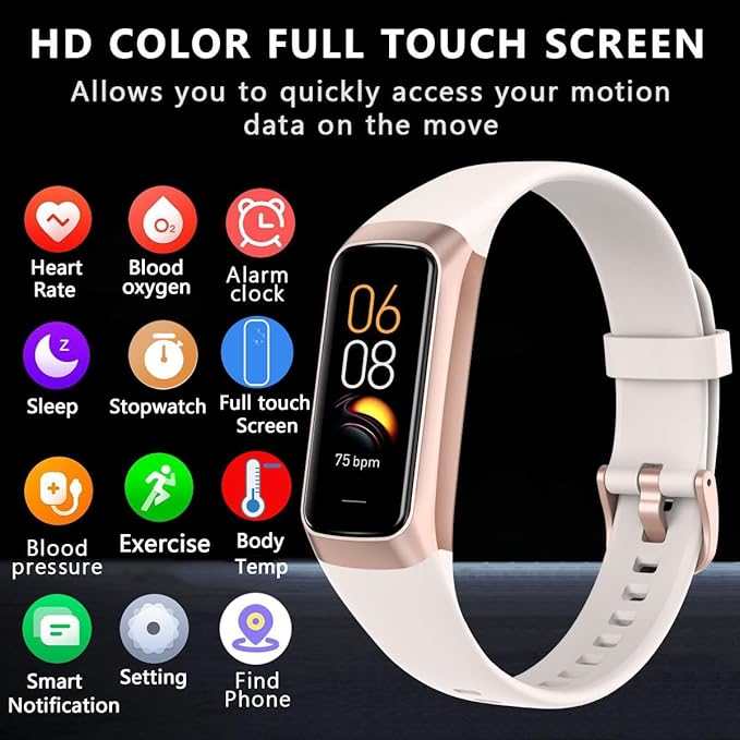 Fitness Tracker Activity Tracker Smart Watch 1.10''AMOLED Touch Color Screen,Smart Watch with 24/7 Blood Oxygen Heart Rate,Sleep Monitor,IP68 Waterproof,Step Counter Health for Women Men (White)
