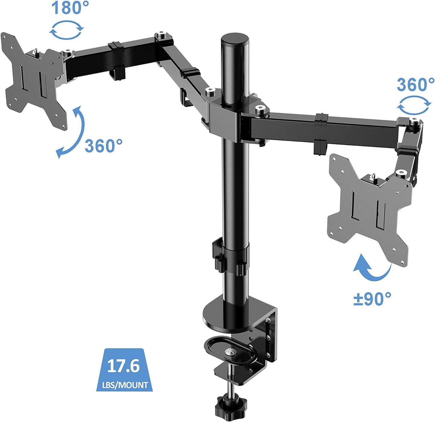 Rocelco 37.5" Deluxe Height Adjustable Standing Desk Converter with Dual Monitor Mount and Anti Fatigue Mat BUNDLE - Sit Stand Up Computer Workstation Riser - Keyboard Tray - Black (R DADRB-DM2-MAF)