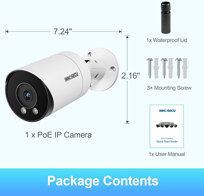 5MP PoE Camera, Outdoor Bullet Security IP Camera, Smart Dual Light Color Night Vision, Waterproof IP67, Built-in Mic/Audio, 2.8mm Lens Wide Angle 110°, Human & Vehicle Detection, INB5GD49E