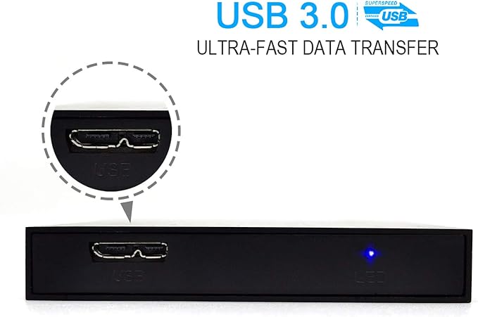 2.5'' 500GB Ultra Slim Portable External Hard Drive USB3.0 HDD Storage Compatible with PC, Desktop, Laptop, Xbox One Console (Black)