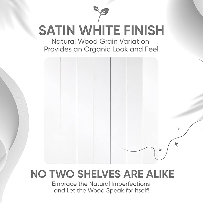 Homeforia White Floating Shelves 36 inch, High End Solid Real Wood 36inch Floating Shelf for Wall Mounted, White Wooden 36in Long Floating Shelves, Heavy Duty Bracket, 36 X 6.5 X 1.75 inches, Set of 2