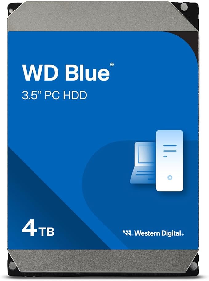 Western Digital 4TB WD Blue PC Internal Hard Drive HDD - 5400 RPM, SATA 6 Gb/s, 256 MB Cache, 3.5" - WD40EZAX