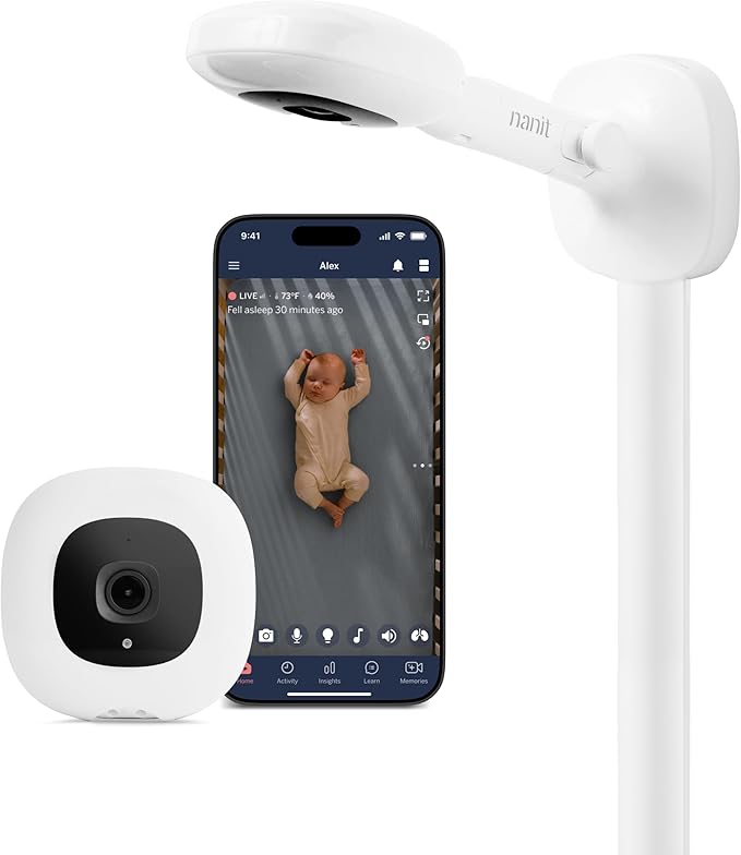 Nanit Pro Smart Baby Monitor - 1080p Wi-Fi Video Camera, 2-Way Audio, See Your Baby from Anywhere, Sound/Motion/Cry Notifications, Night Vision