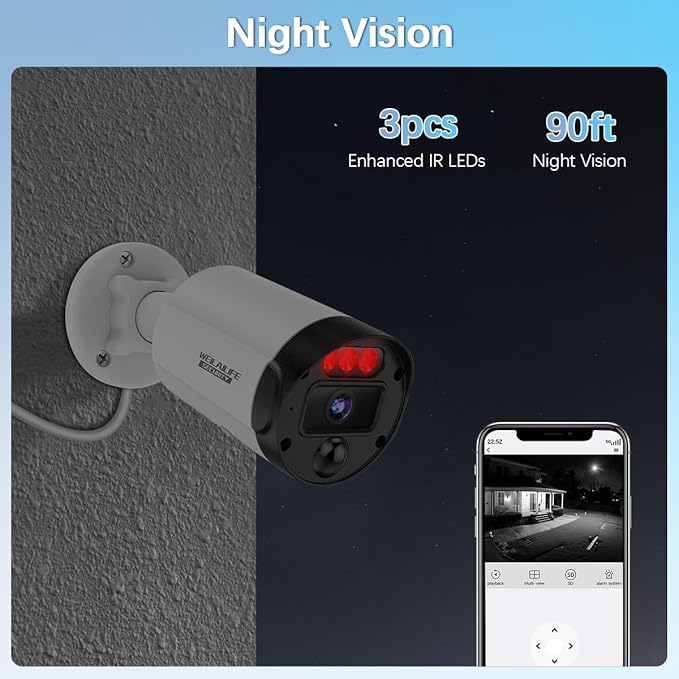 【90-Day Storage & 2-Way Audio】 5MP Outdoor Wired Security Camera System, Wired Home Security Camera System, Home Video Surveillance System