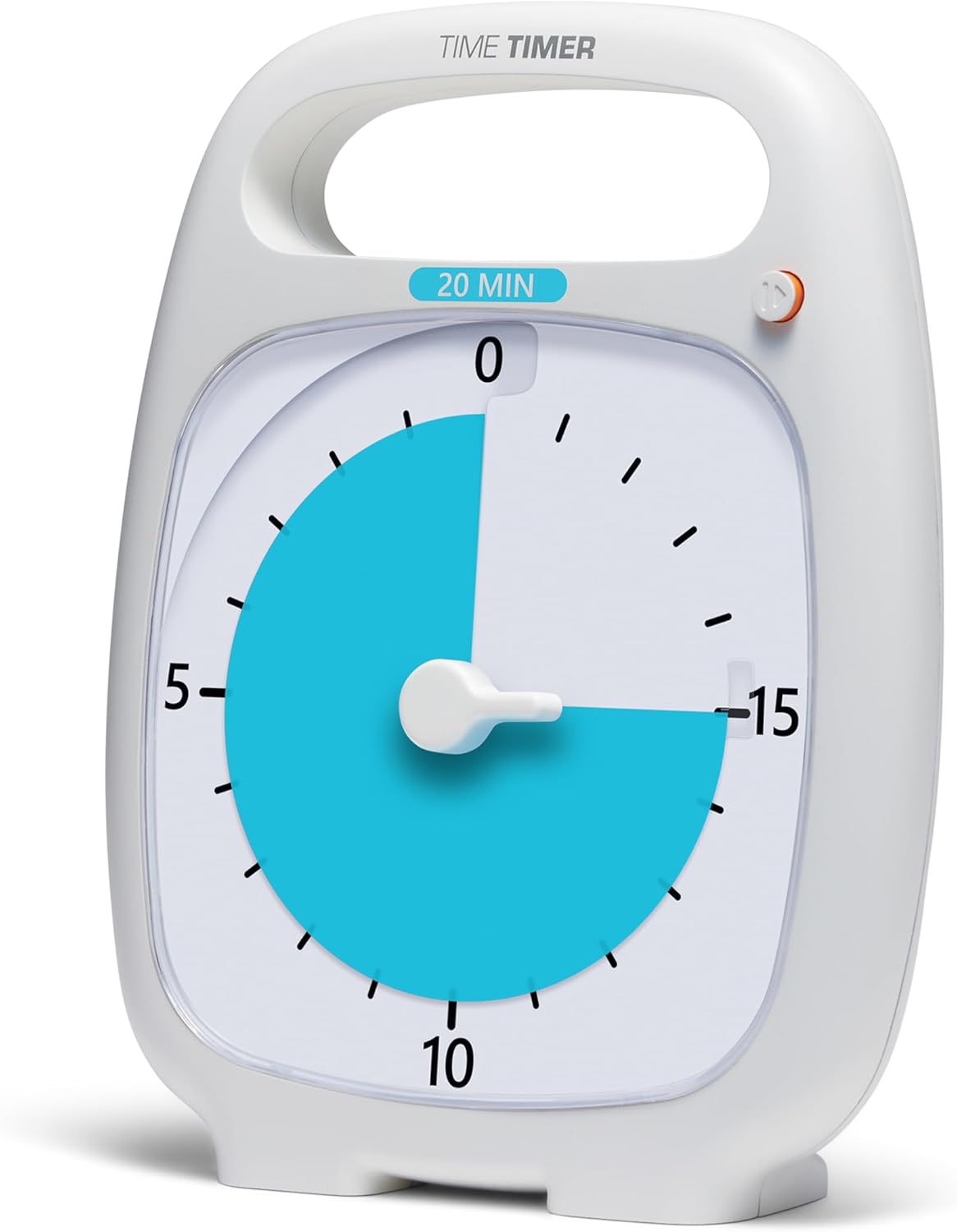 Time Timer PLUS 20 Minute Desk Visual Timer â Countdown Timer with Portable Handle for Classroom, Office, Homeschooling, Study Tool with Silent Operation (White)