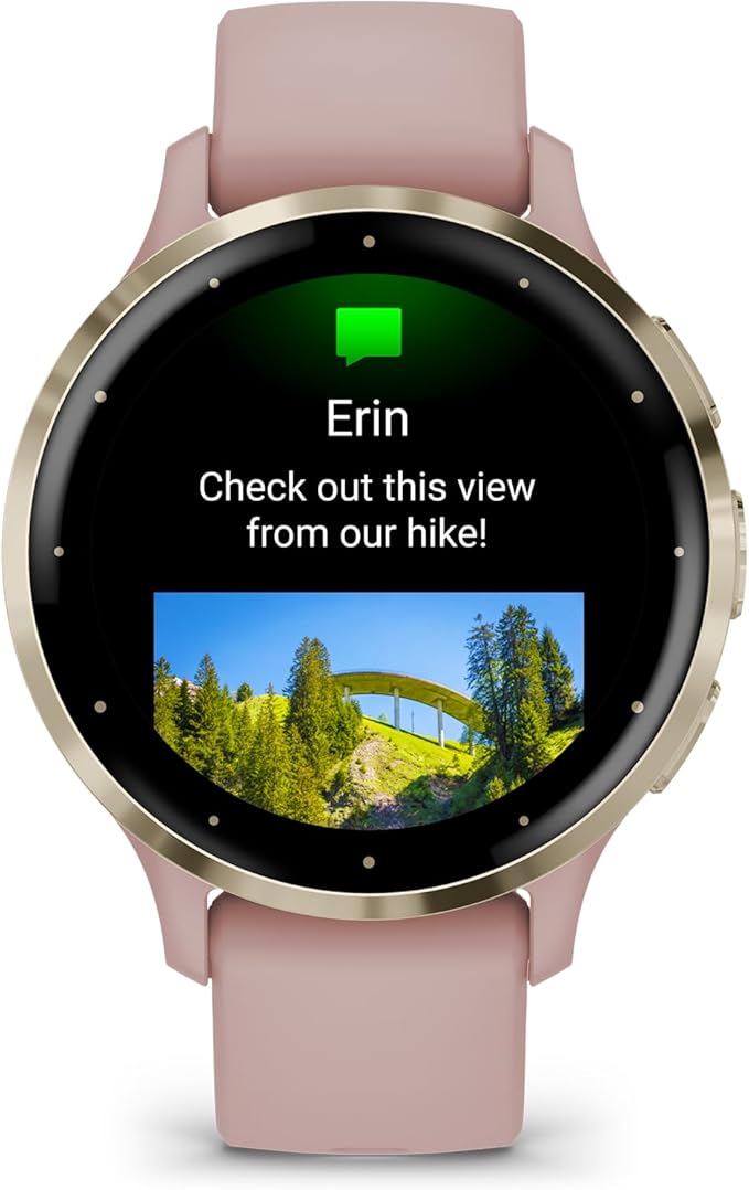 Garmin Venu 3S Running GPS Smartwatch with AMOLED Display, Advanced Health, Fitness Features, Up to 14 Day Battery Life with Signature Power Bundle | Soft Gold with Dust Rose Silicone Band