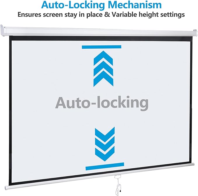 SUPER DEAL 100'' 16:9 HD Projection Screen Foldable Anti-Crease Portable Projector Movie Screen Manual Pull Down for Home Theater Presentation Education Outdoor Indoor Public Display, White