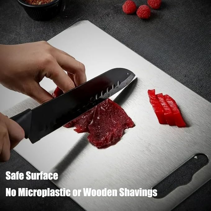 Titanium Cutting Board - 2025 New Upgrade 100% Pure Titanium Cutting Boards for Kitchen Double Sided Non Toxic Titanware Cutting Board,Hygiene Durable Dishwasher Safe Chopping Board (14"L x 10"W)