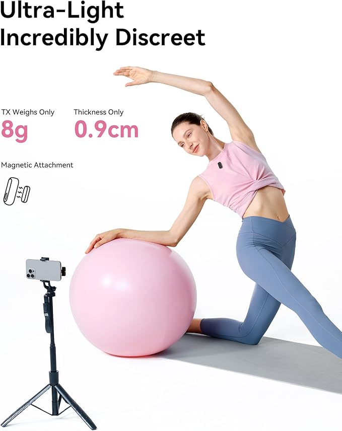 Hollyland Lark A1 Wireless Mini Microphone for iPhone & Android, 48kHz/24-bit, 3-Level Intelligent Noise Cancel, Microphone for YouTube, Podcast, Vlogging (White, 2TX + 2RX + Charging Case)
