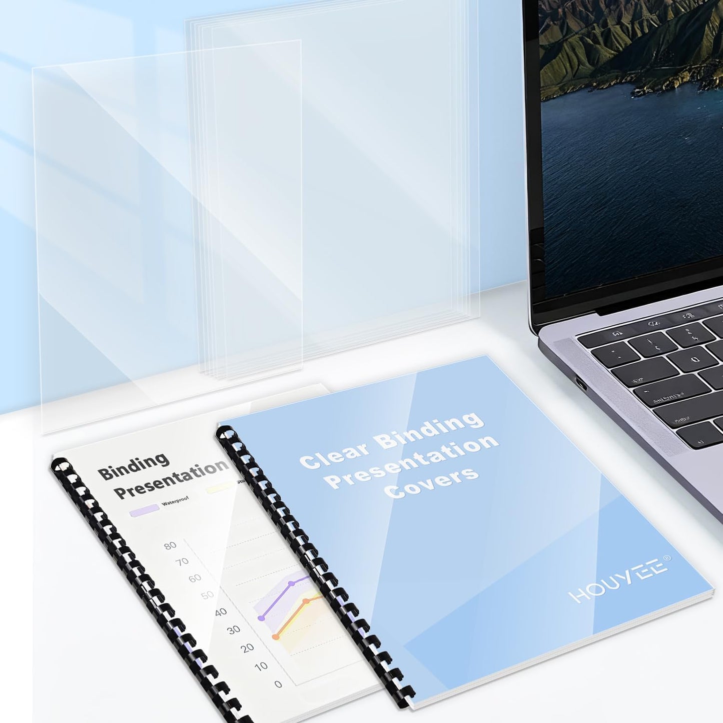 HOUYEE 8 Mil 1000 Pack Clear Binding Presentation Covers, PVC Report Covers, 8-1/2 x 11 Inches, Letter Size (100P X 10)