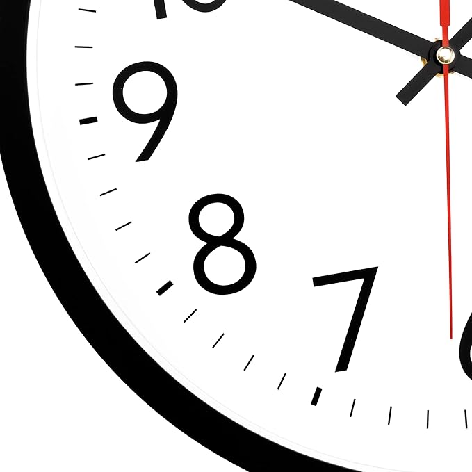 Lumuasky Wall Clock, Silent Non-Ticking 12 Inch Quartz Battery Operated Round Analog Wall Clock for Classroom,School, Office, Living Room, Bedroom,Kitchen