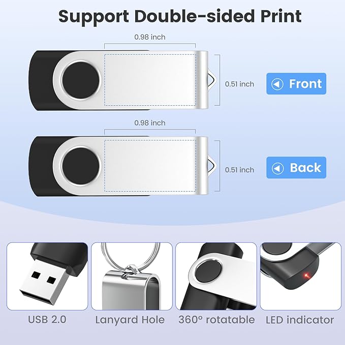 ABLAZE Custom Flash Drive 256MB 100 Pack, Personalized USB Drives Custom USB 2.0 Thumb Drives 100 Pack Memory Stick (Mixcolors)