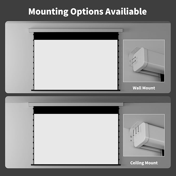 QuadraArc Motorized Drop Down Projector Screen 16:9 White Matt, Wall & Ceiling Mount, Electric Pull Down Screen with Remote Control, Compatible with All Projectors 92"