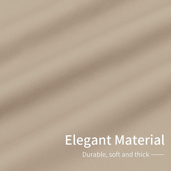Easy-Going Blackout Curtains for Bedroom, Solid Thermal Insulated Grommet and Noise Reduction Window Drapes, Room Darkening Curtains for Living Room, 2 Panels(42x72 in, Beige)