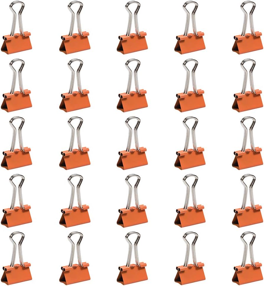 JAM PAPER Colorful Binder Clips - Small - 3/4 Inch (19 mm) - Orange Binderclips - 25/Pack