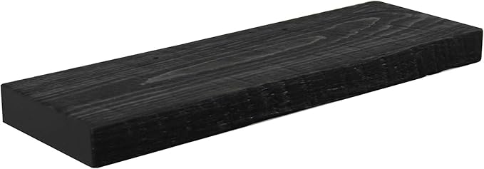 joelsantiques - 24 Inch Wooden Floating Shelves for Wall - 24x8x2 in - Made of Natural Wood - Short Heavy Duty Rustic Wall Shelves for Bedroom - Perfect for Living Room, Kitchen - Black