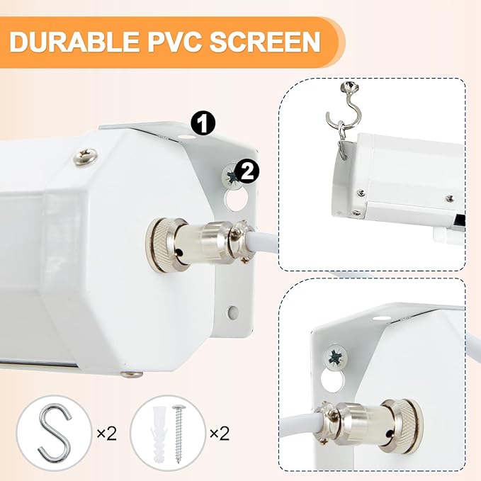 YODOLLA 110" Projector Screen Motorized 16:9, 4K HD Pull Down Retractable Projection Screens Electric Automatic Wall Ceiling Movie Screen for Office Classroom Indoor with Remotes
