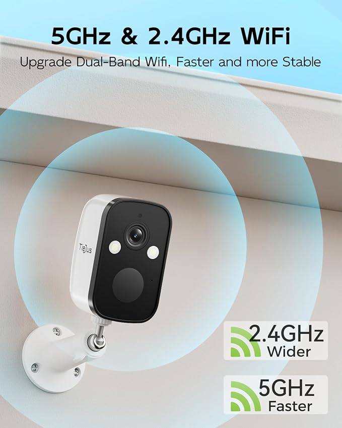 2K 5G Solar Security Cameras Wireless Outdoor 2-Pack, Wireless Cameras for Home Security with Full Color Night Vision, PIR Motion Detection/5G&2.4GHz WiFi/IP66/ Alexa/2 Way Talk