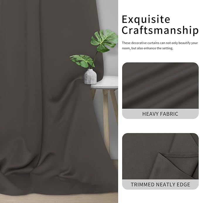 Easy-Going Blackout Curtains for Bedroom, Solid Thermal Insulated Grommet and Noise Reduction Window Drapes, Room Darkening Curtains for Living Room, 2 Panels (42x54 in, Taupe)