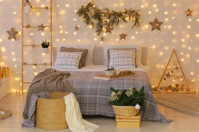 Lighting EVER 594 LED Curtain Lights, 20 x 10 ft Plug in Hanging Fairy String Lights, Wedding Party Backdrop Lights, Window Twinkle Lights for Wall, Patio, NOT Connectable (27 Strings, 9" Apart)