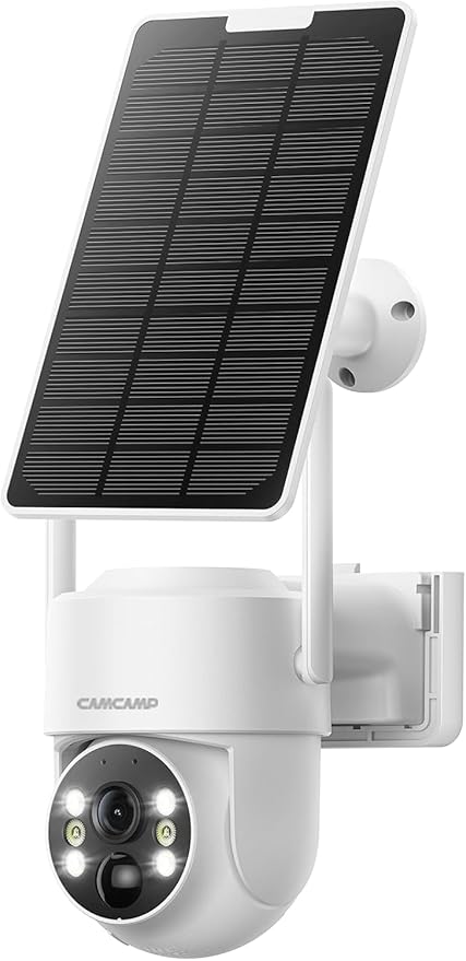 Camcamp Security Cameras Wireless Outdoor, Solar Powered Wireless Security Camera System, 2K PTZ, Color Night Vision, PIR Motion Detection, App Alert, 2-Way Talk, IP66 Waterproof