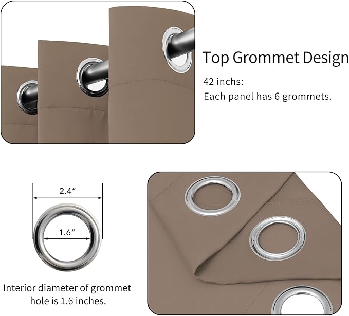 Easy-Going Blackout Curtains for Bedroom, Solid Thermal Insulated Grommet and Noise Reduction Window Drapes, Room Darkening Curtains for Living Room, 2 Panels(42x84 in, Camel)