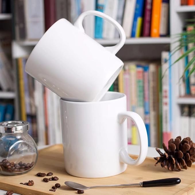 30oz Super Large Ceramic Coffee Mugs Large Handles Set of 2 (White)