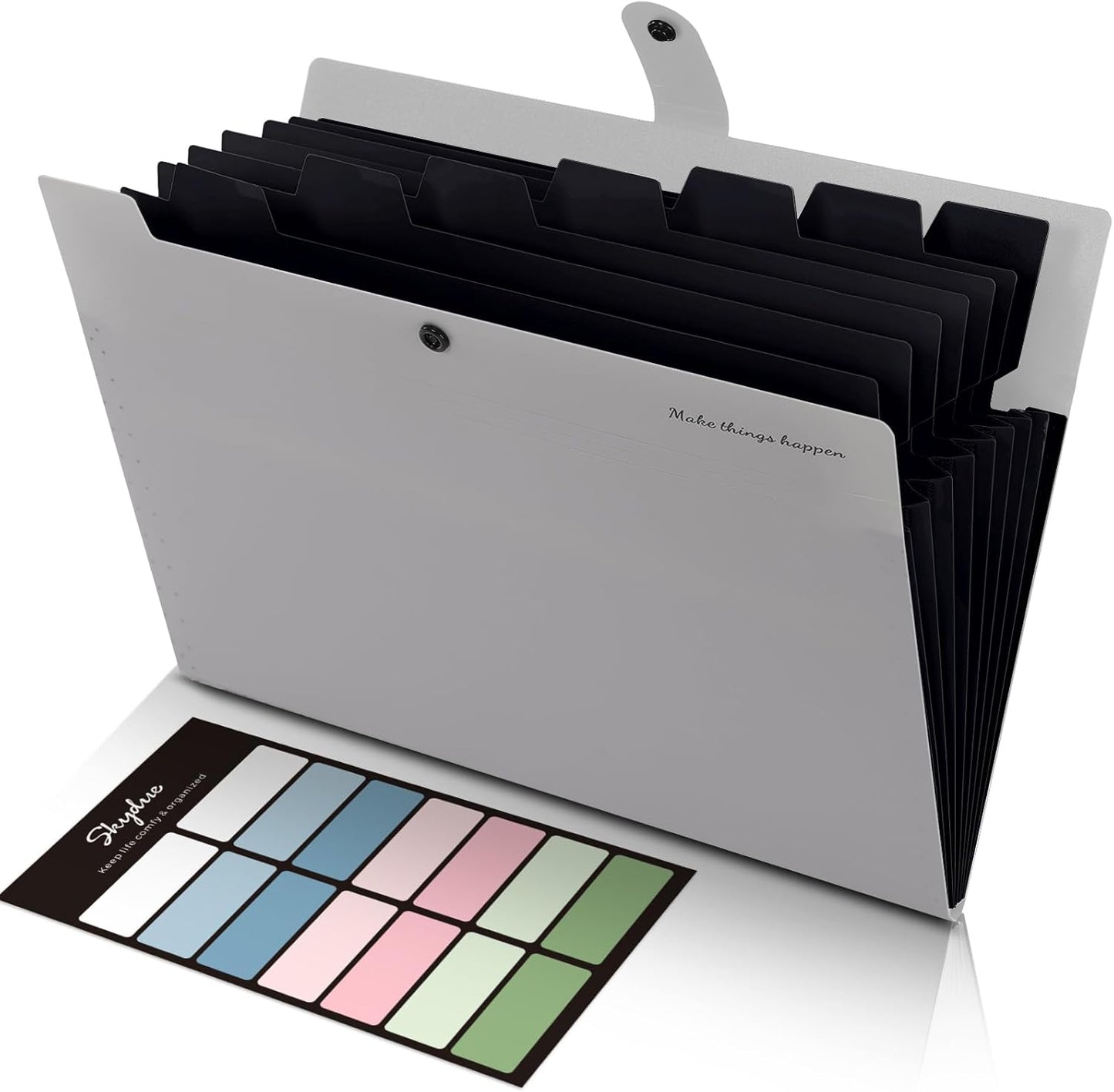 SKYDUE Accordion File Organizer, 8 Pockets Expanding File Folders, Portable Document Paper Organizer, Home College School Office Supplies, Letter Size Gray