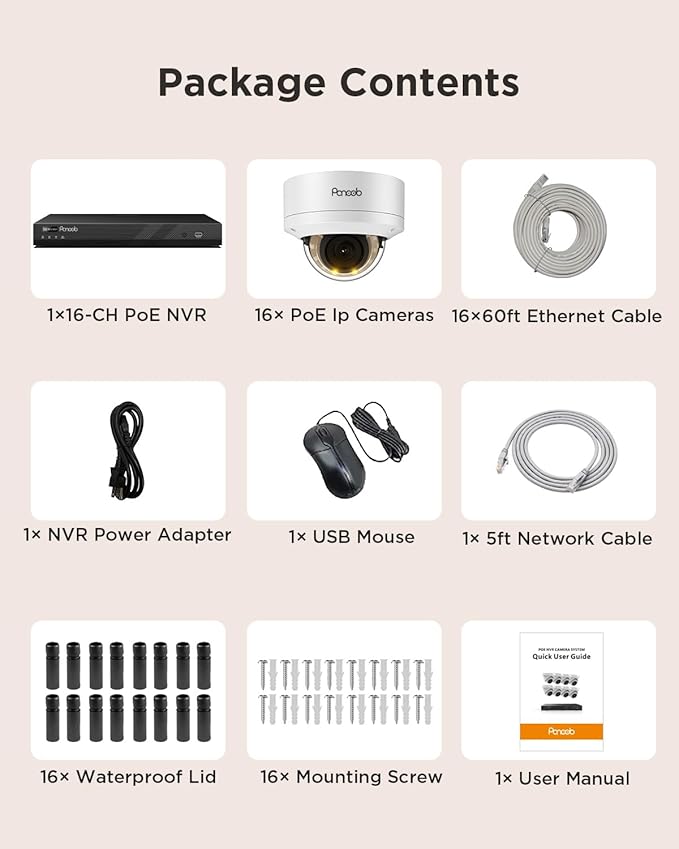 16 Channel PoE Security Camera System, 16Pcs 5MP Wired IK10 Vandal Dome Camera Outdoor, Human Detection, Smart Color Night Vision, 2 Way Audio, 4K NVR 4TB HDD for 24-7 Recording, PD54Y1616-5M