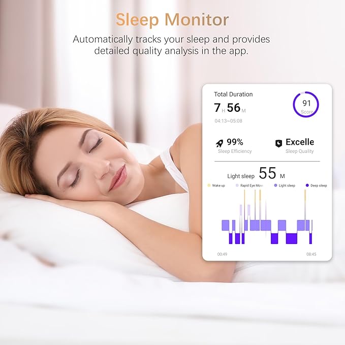 Fit Ring, Smart Health Rings for Women Men with Heart Rate,Blood Oxygen,HRV,Stress Level, Sleep Monitor, Step Tracker, No Subscription Fee, IP68 Waterproof Smart Ring for iphone &Android (Gold, 10#)