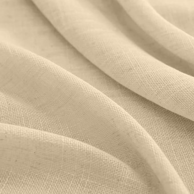 Joydeco Linen Curtains 84 Inch Length 2 Panels Set, Light Filtering Curtains for Bedroom Living Room,Linen Blend Drapes 52 Inches Wide with Back Tab Rod Pockets (W52 x L84 Inch, Natural)